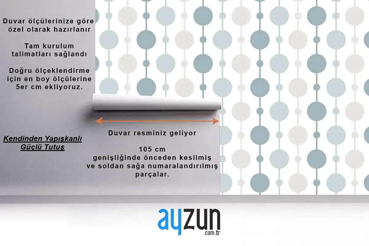 Düz Tasarım İskandinav Desenli Duvar Kağıdı 
