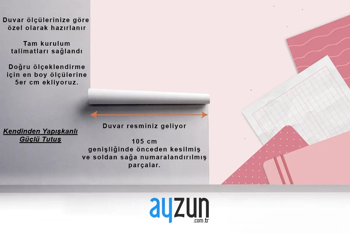 Pembe Not Defteri Planlayıcı Seti Ofis Duvar Kağıdı