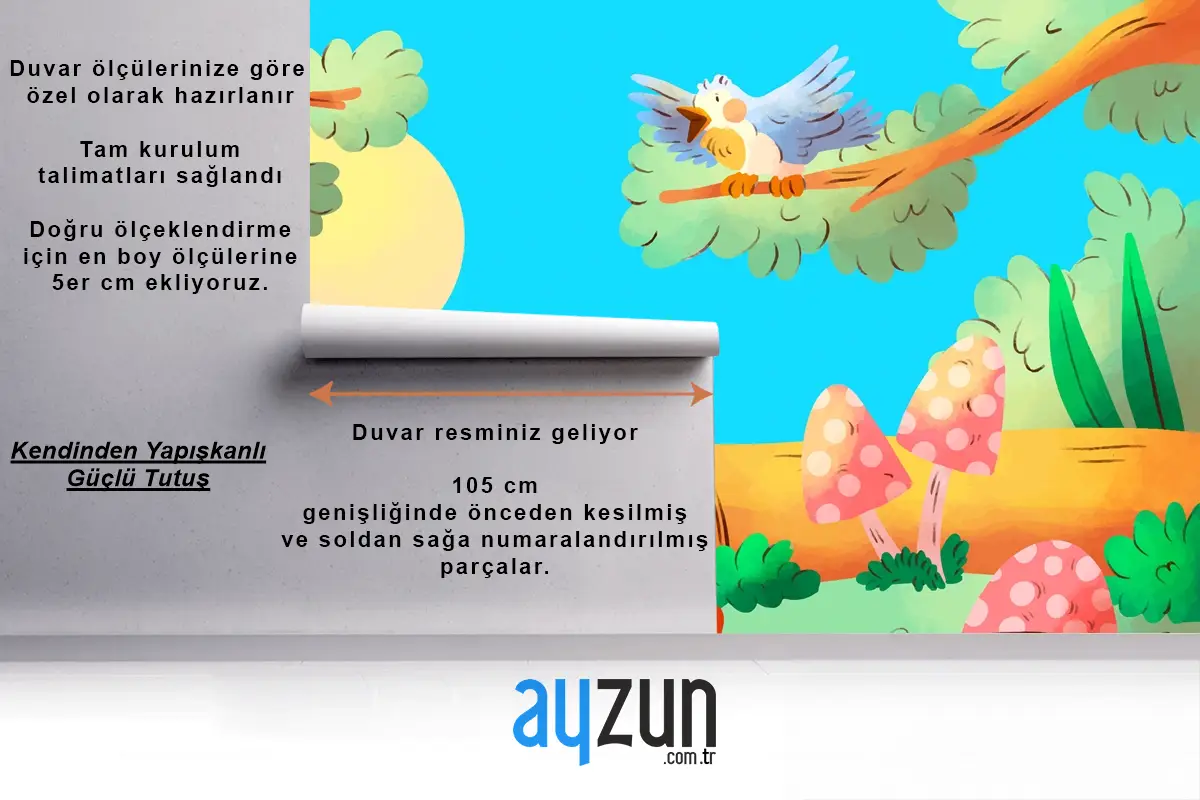 Suluboya Orman Hayvanları Arka Plan Çocuk Odası Duvar Kağıdı 
