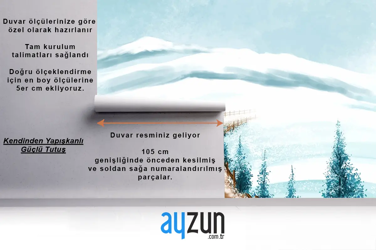 Karlı Noel Ağacı Kartı Yatak Odası Duvar Kağıdı Ile Kış Manzarası