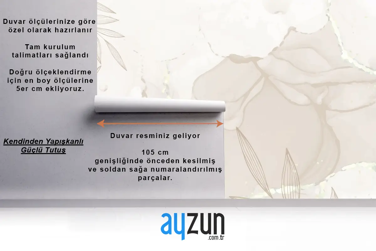 Banner Ve Çerçeve Yemek Odası Duvar Kağıdı Suluboya Çiçek Ve Yaprak Arkaplan