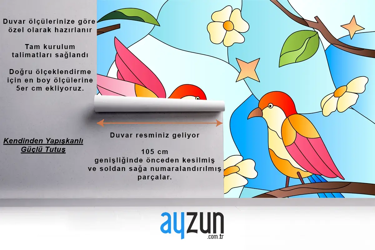 Degrade Vitray Arka Plan Çocuk Odası Duvar Kağıdı 