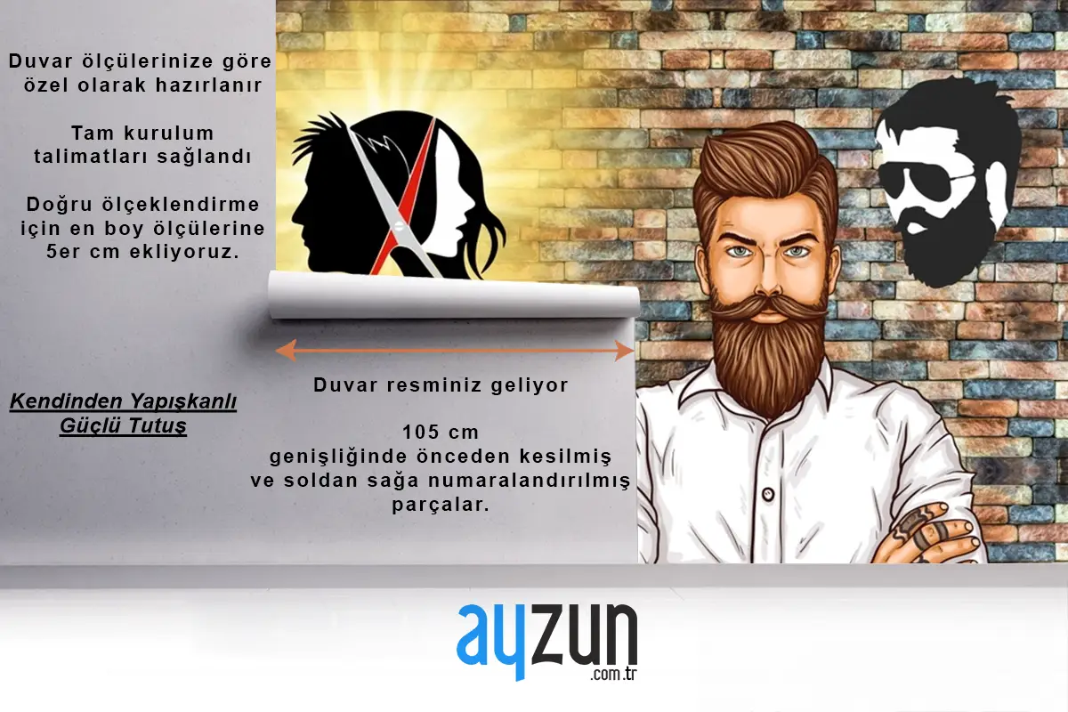 3D Duvar Kağıdı Berber Dükkanı Ve Salon