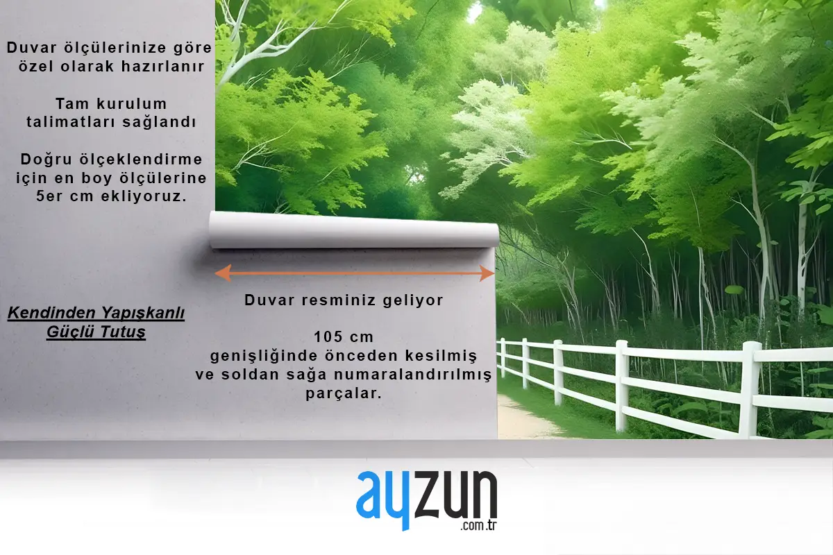 3D Görünümlü Fotoğraf Orman Manzarası Duvar Kağıdı 