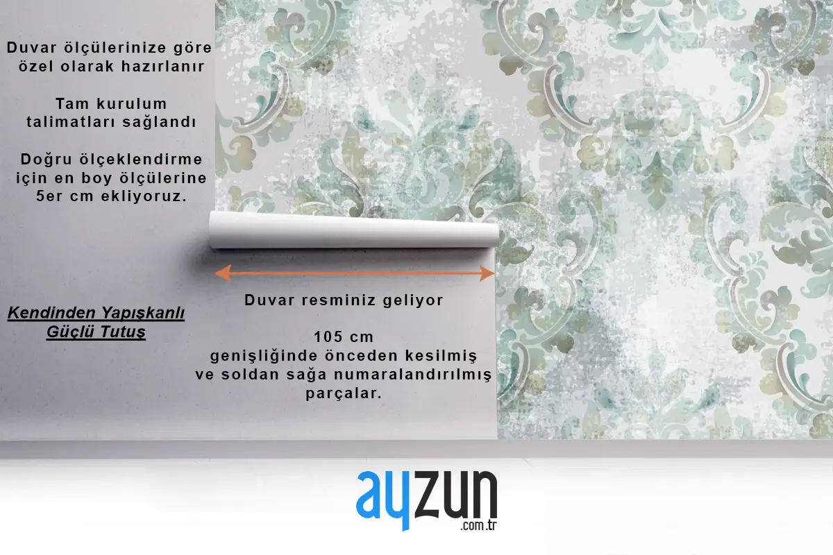 Barok Doku Desen Yatak Odası Duvar Kağıdı 