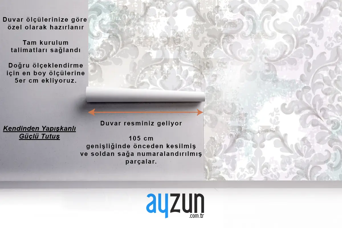 Barok Doku Desen Yatak Odası Duvar Kağıdı