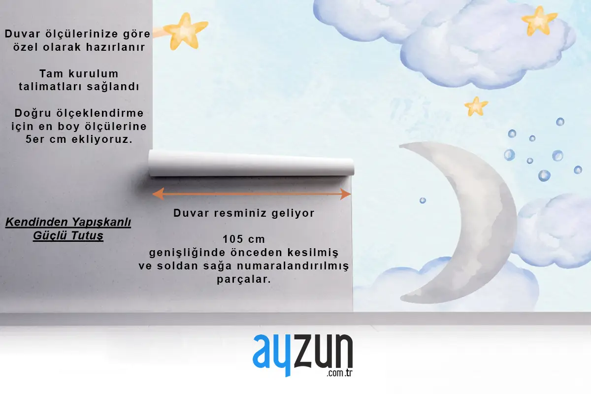 Suluboya Erkek Bebek Arka Plan Çocuk Odası Duvar Kağıdı 