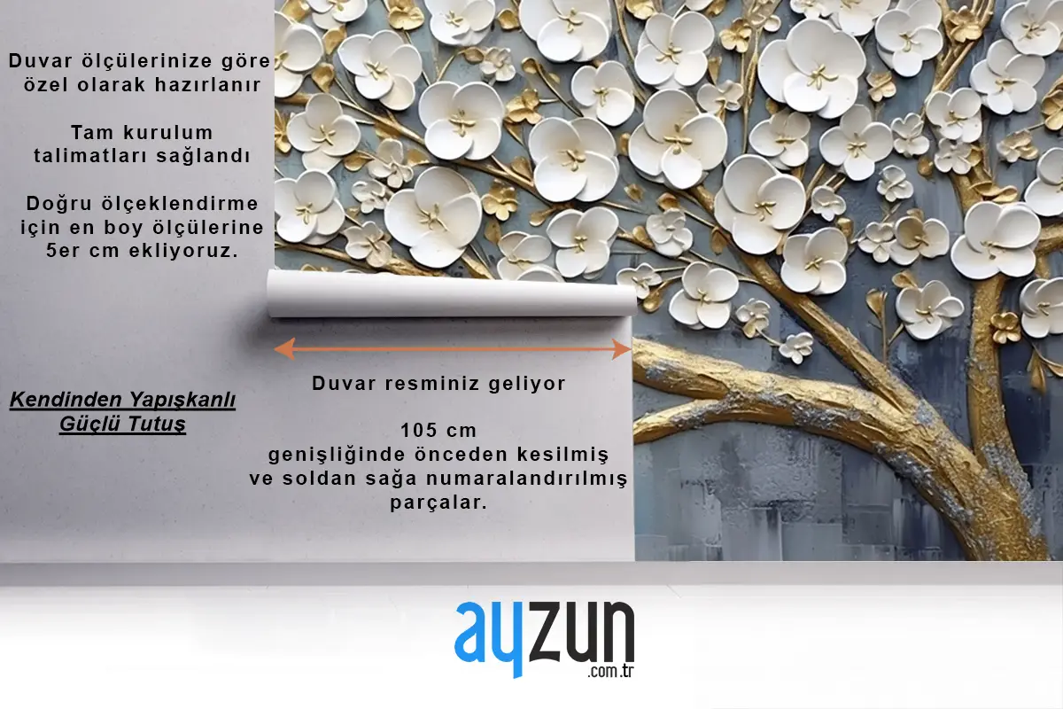 Soyut Sanatsal Arka Plan Çiçekler Dallar Altın Ve Tuval Boyama Duvar Kağıdı Duvar