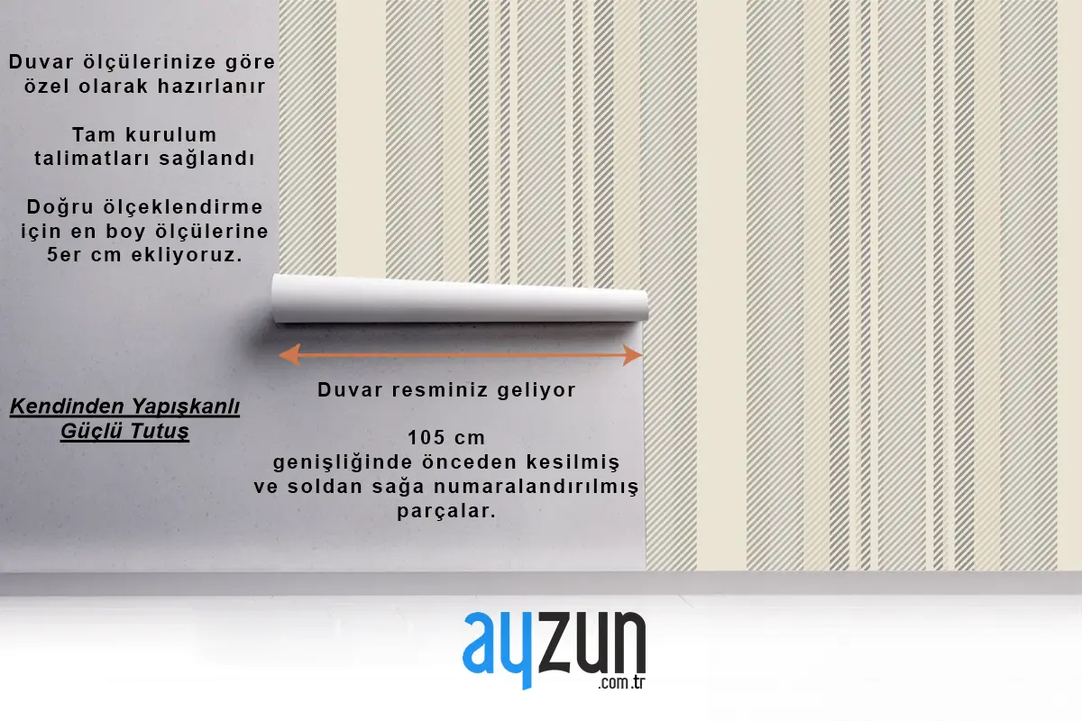 Trendy Çizgili Vintage Duvar Kağıdı 