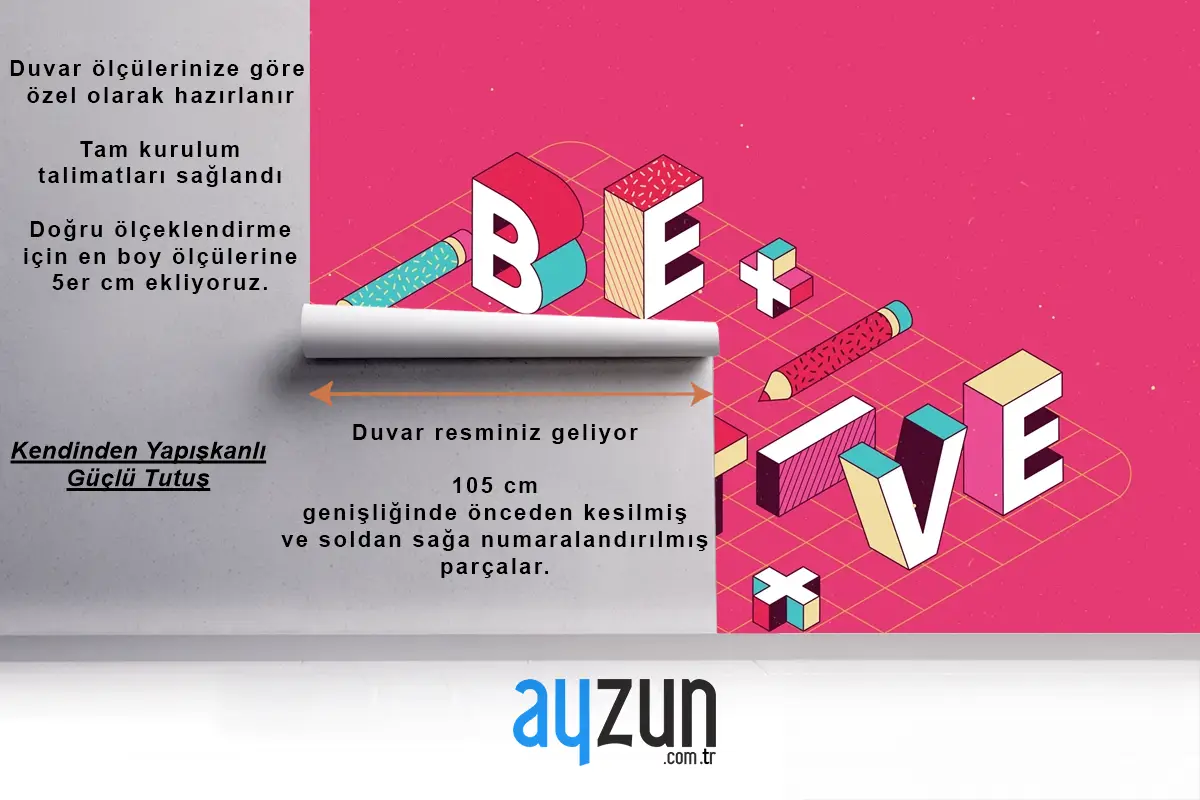 İzometrik Tipografik Mesaj Ofis Duvar Kağıdı