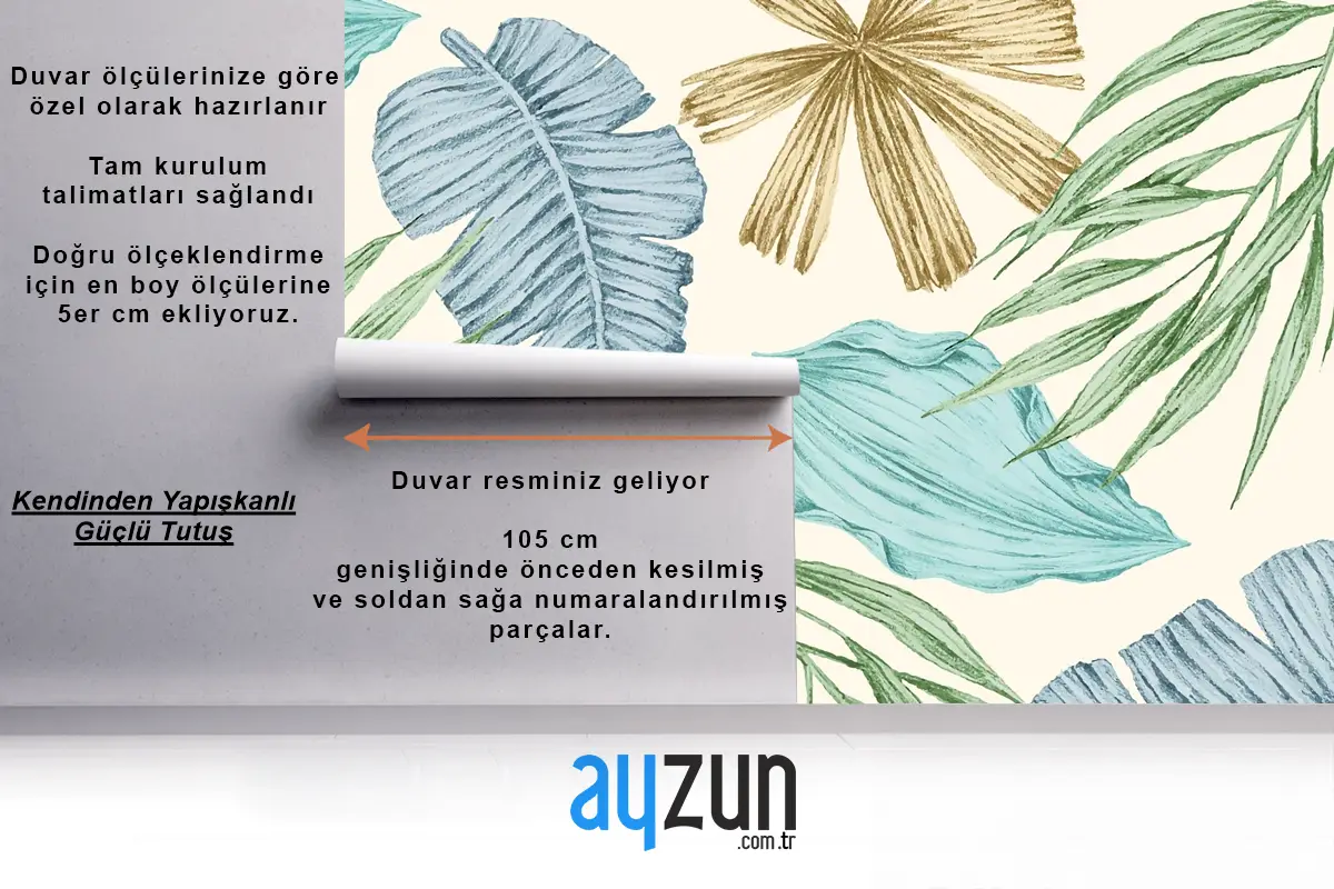Vintage Yapraklı Tropikal Arka Plan Yatak Odası Duvar Kağıdı