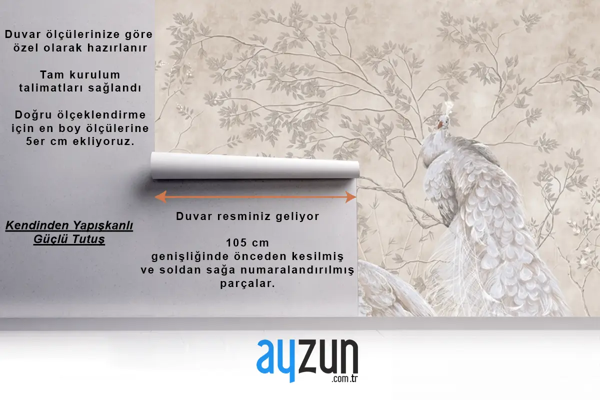 Tavus Kuşları Ve Ağaçlar İç Proje Duvar Kağıdı Duvar Tasarımı İçin Tasarım