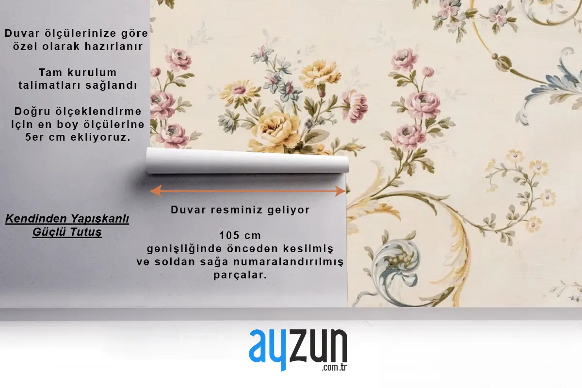 Gül Yatağı Çiçek Antika Duvar Kağıdı 