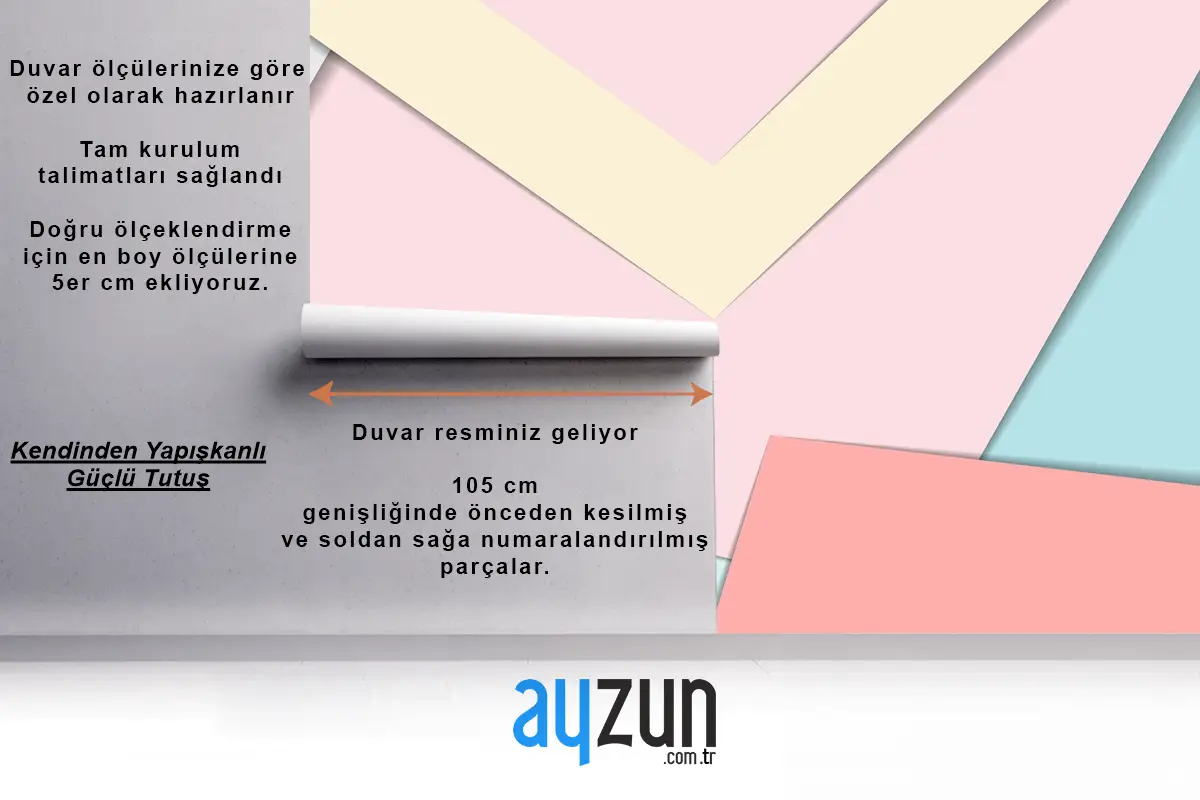 Soyut Pastel Renk Paleti Kağıt Kesim Tasarım Sanat Eseri Dekoratif Ofis Duvar Kağıdı