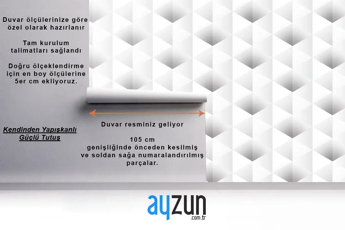 Soyut 3D Kağıt Stili Oturma Odası Duvar Kağıdı 