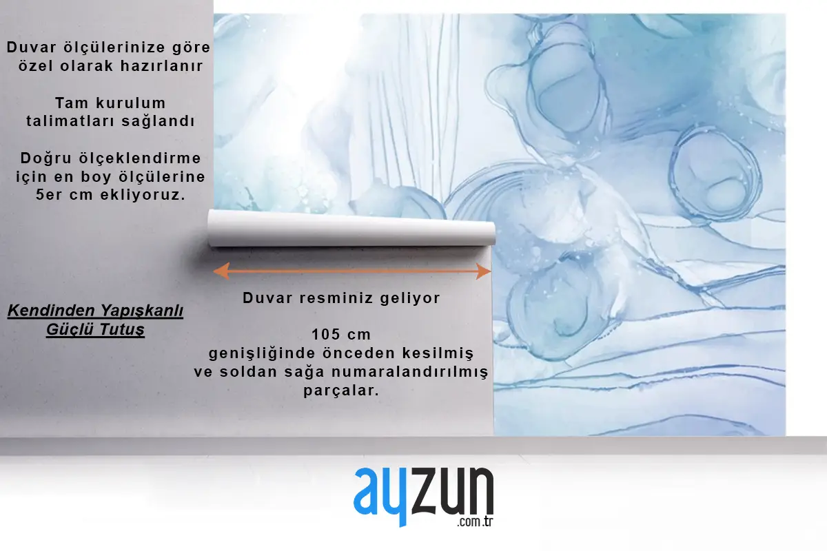 Soyut Suluboya Arka Plan Mavi Gökyüzü Beyaz Banyo Duvar Kağıdı