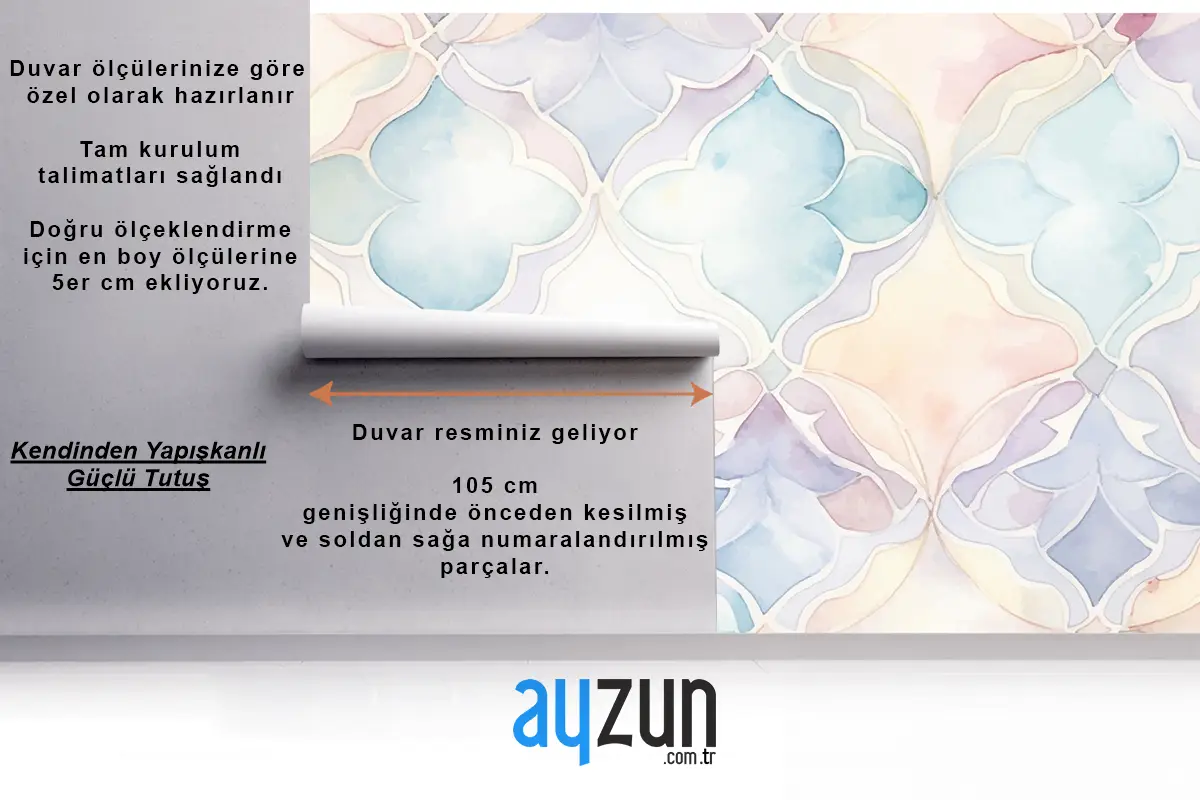 Soyut Suluboya Desenli Banyo Duvar Kağıdı 