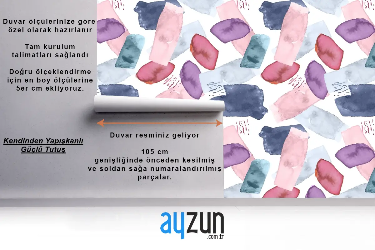 Soyut Suluboya Desenli Banyo Duvar Kağıdı