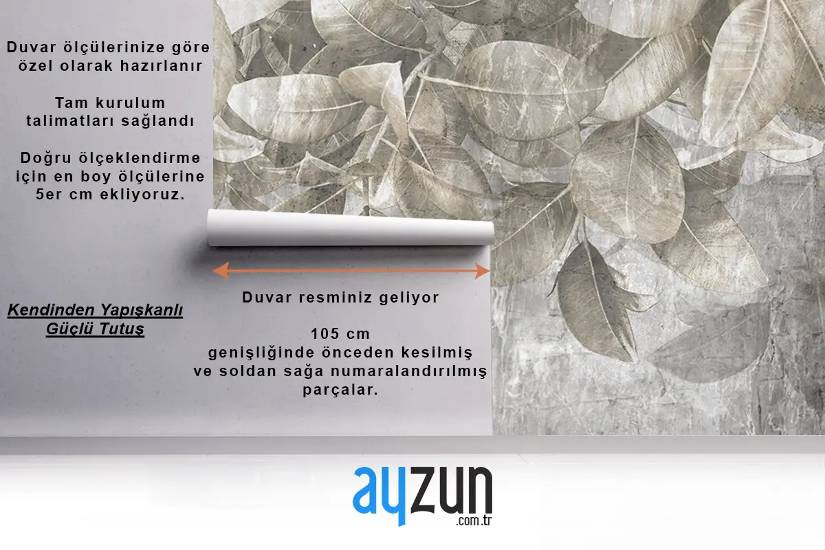 Bej Yapraklar Duvar Kağıdı Tropikal Duvar Kağıtları