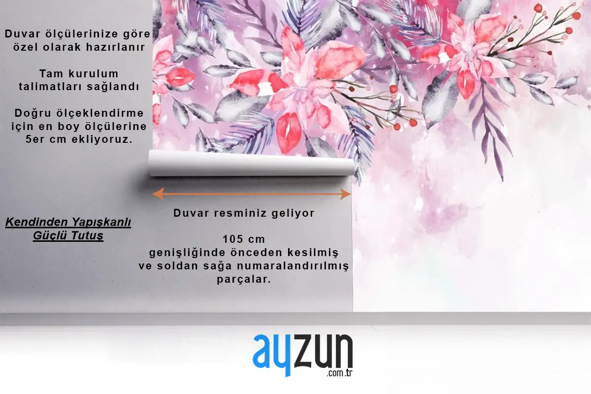 Duvar Kağıdı Konsepti Için Çiçek Açan Suluboya Çiçekler Oturma Odası Duvar Kağıdı 