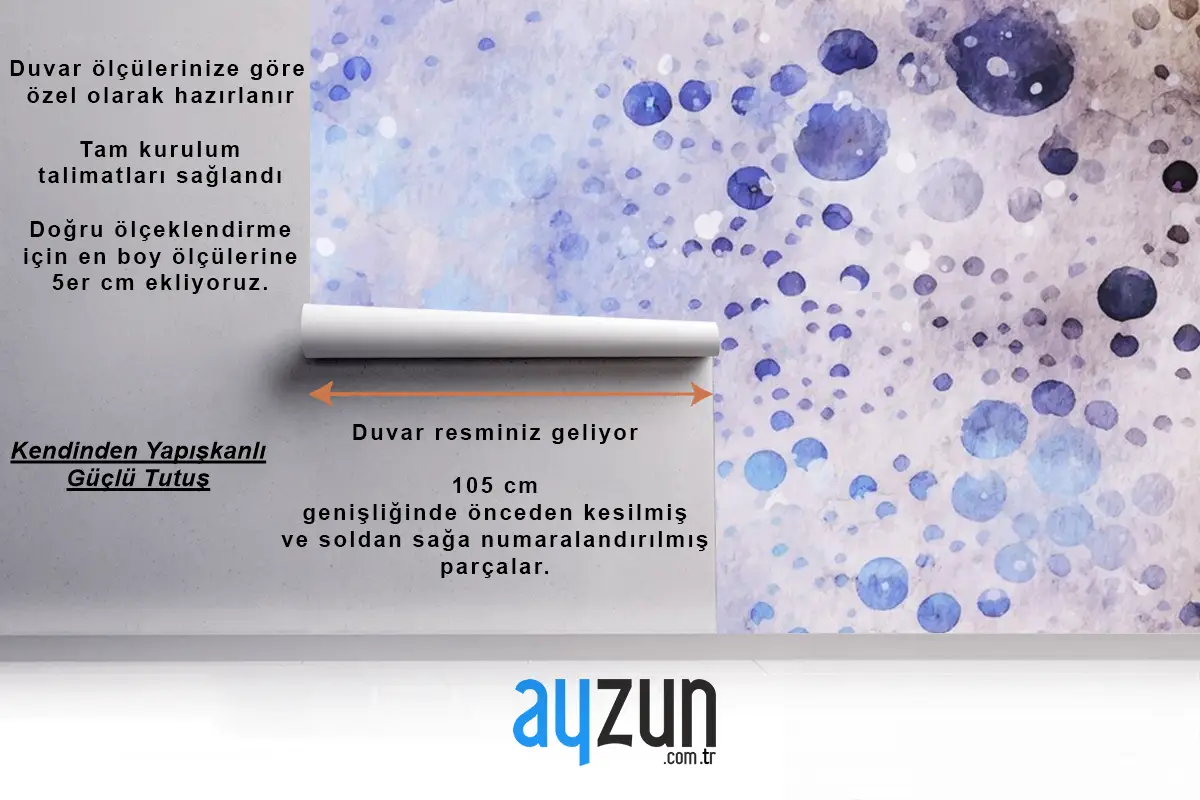 Kabarcık Stili Suluboya Yapıt Banyo Duvar Kağıdı