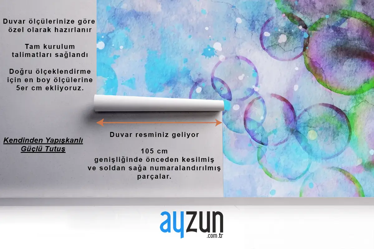 Kabarcık Suluboya Yapıt Banyo Duvar Kağıdı