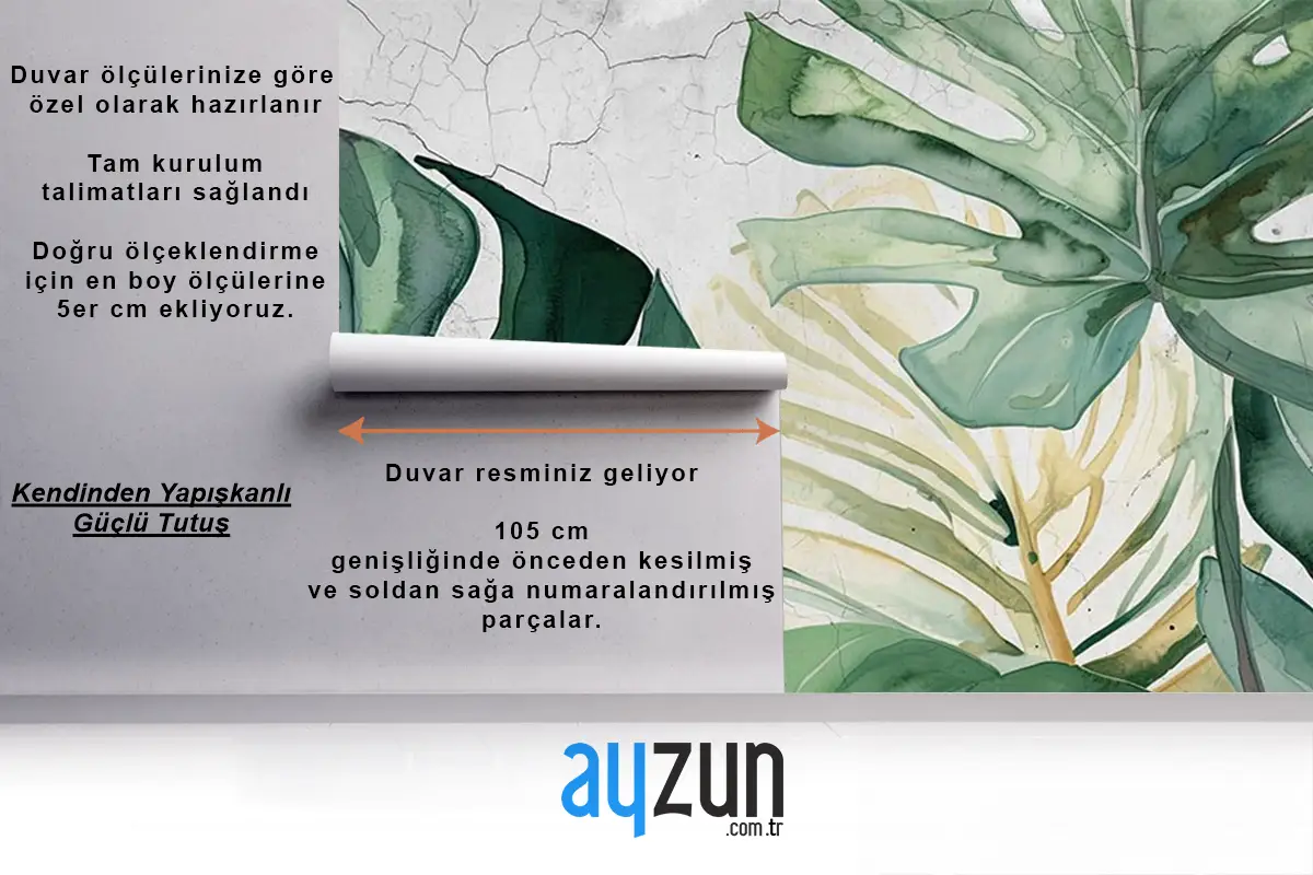 Büyük Yeşil Tropikal Yapraklar Duvar Kağıdı