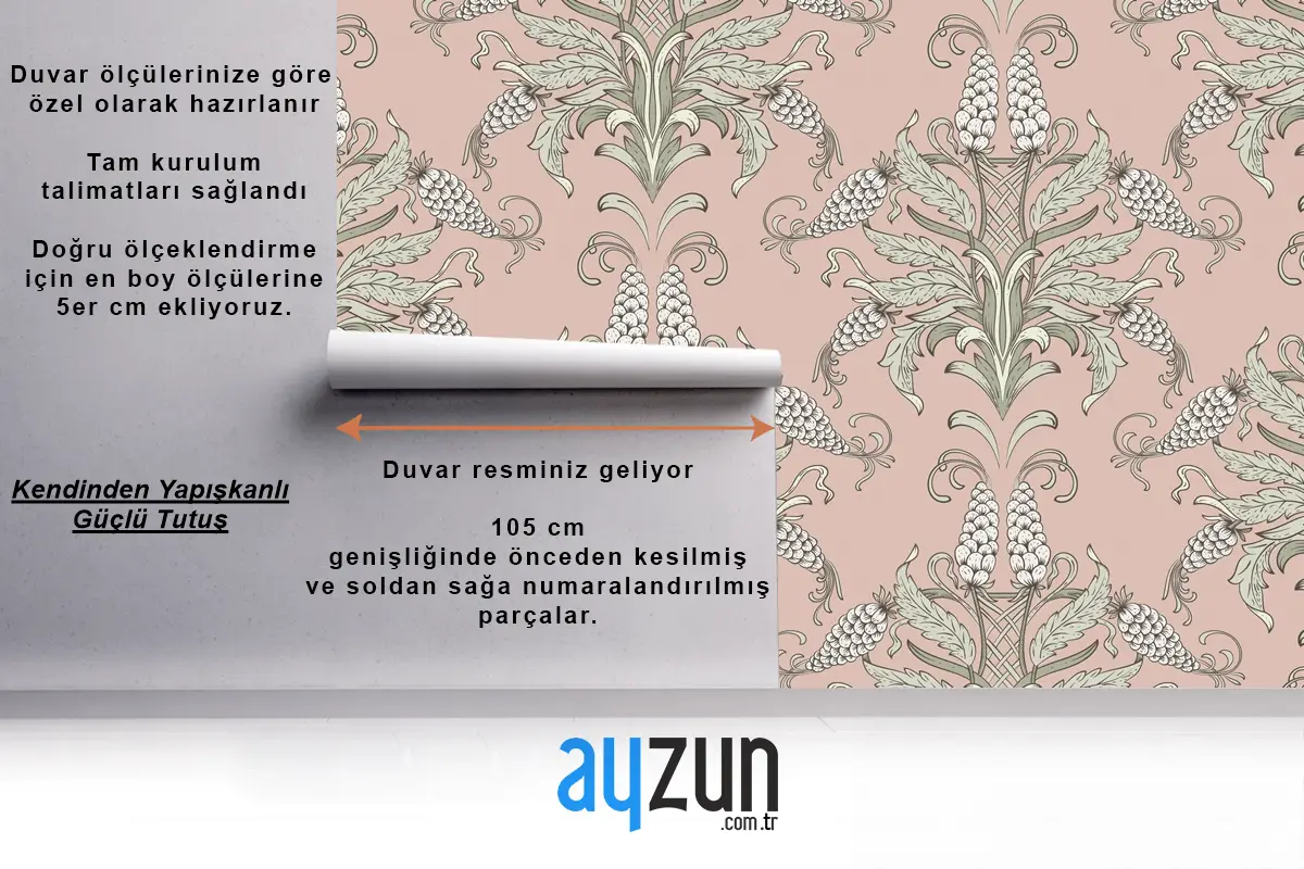 Damask Dikişsiz Kabartma Desen Duvar Kağıdı