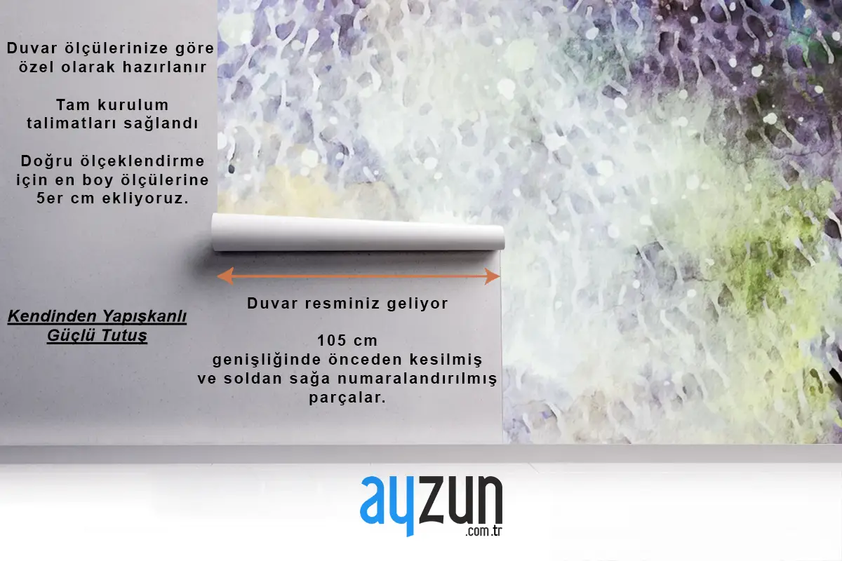 Detaylı Vektör Suluboya Banyo Duvar Kağıdı