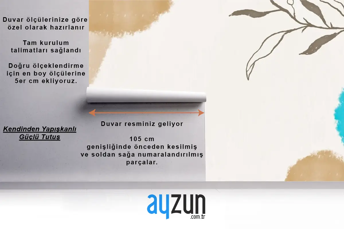 Suluboya Oturma Odası Duvar Kağıdı Duvarında Zarif Suluboya Yaprak Çerçevesi