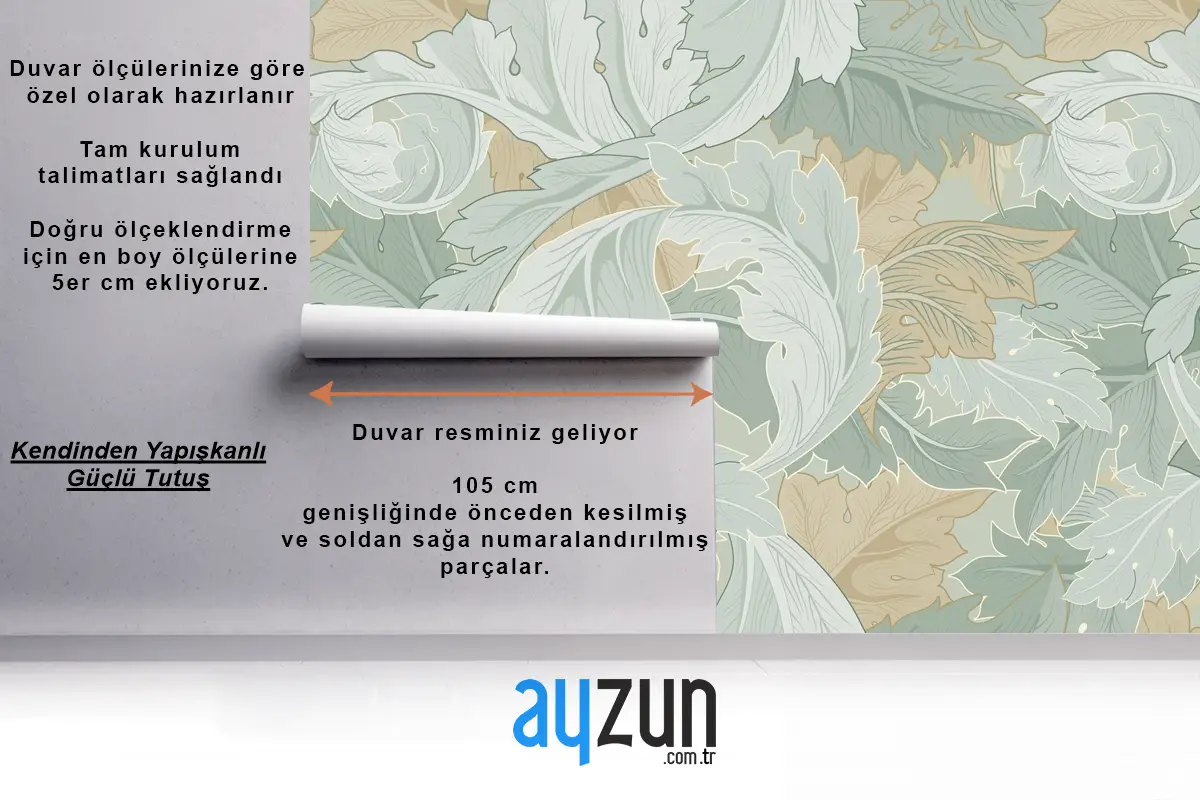 Çiçek Desenli Oturma Odası Duvar Kağıdı 