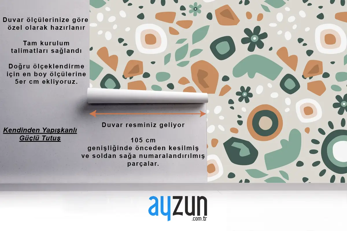 Elle Çizilmiş Sessiz Renkler Desen Tasarımı Oturma Odası Duvar Kağıdı