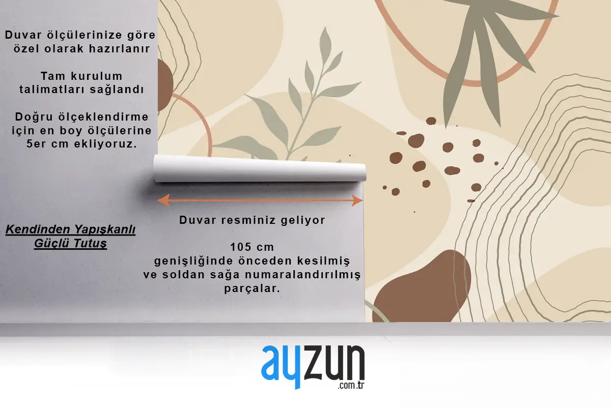 Elle Çizilmiş Yumuşak Toprak Tonları Oturma Odası Duvar Kağıdı 