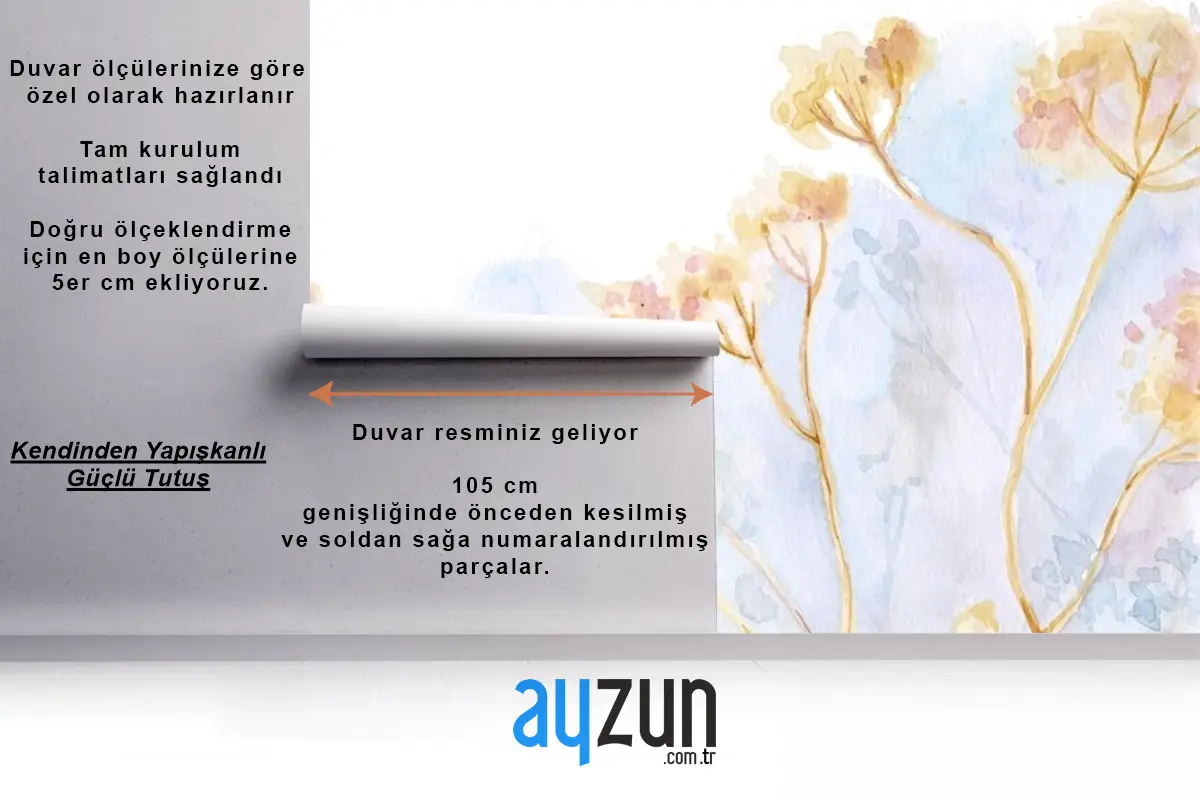 El Boyalı Suluboya Doğa Oturma Odası Duvar Kağıdı 