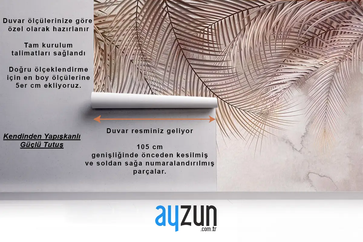 Kahve Bej Tonlarında Tropikal Yapraklar Duvar Kağıdı