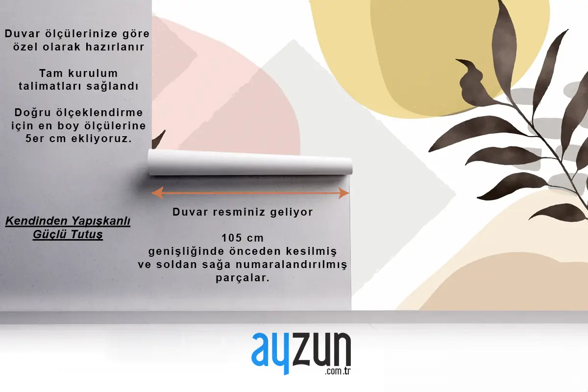 Bitkilerle Minimal Elle Çizilmiş Arka Plan Oturma Odası Duvar Kağıdı