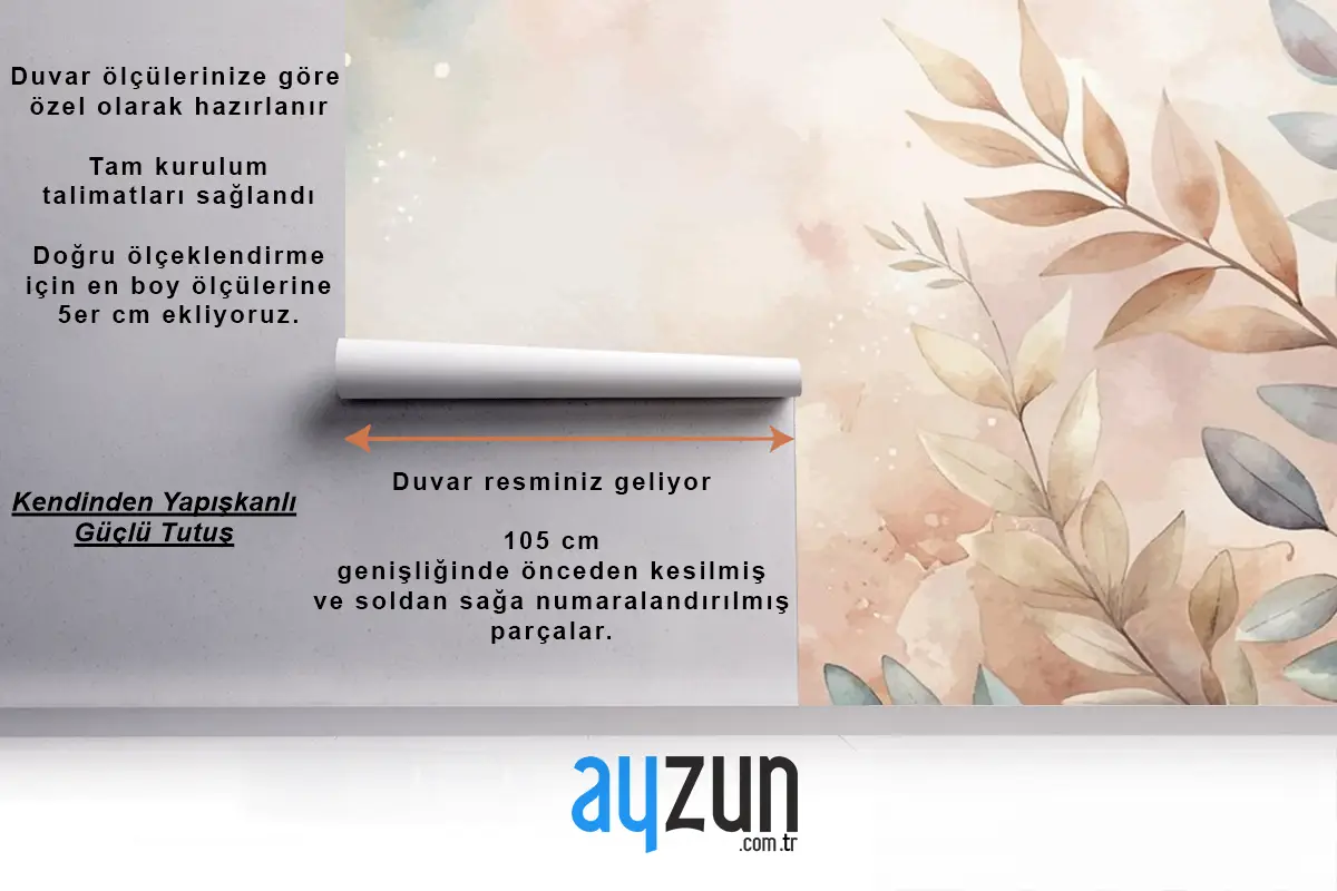 Minimalist Suluboya Şube Arka Plan Oturma Odası Duvar Kağıdı 