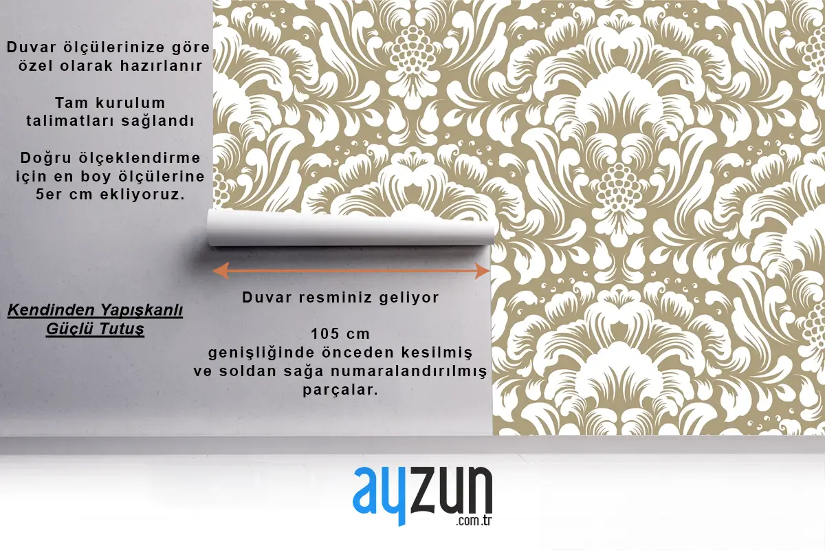 Süs Damask Dikişsiz Desen Duvar Kağıdı