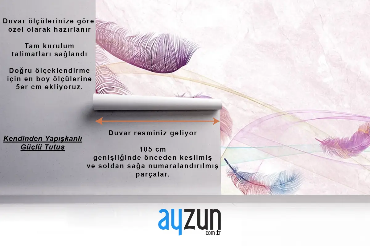 Pembe Tüyler Duvar Kağıdı Tüy Desenli Duvar Kağıdı