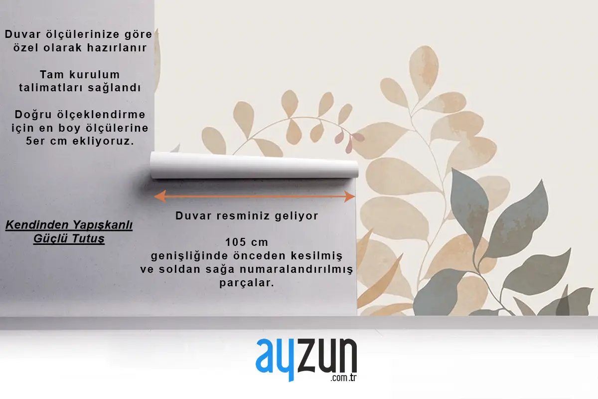 Renkli Yapraklar Duvar Kağıdı Tropikal Yaprak Desenli Duvar Kağıdı