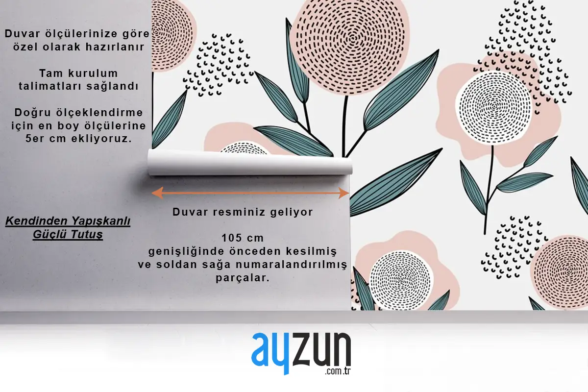 Retro Çiçek Desenli Oturma Odası Duvar Kağıdı 