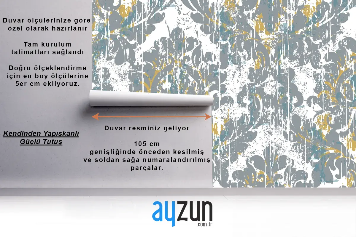 Kraliyet Vintage Grunge Tarzı Hasarlı Retro Duvar Kağıdı 