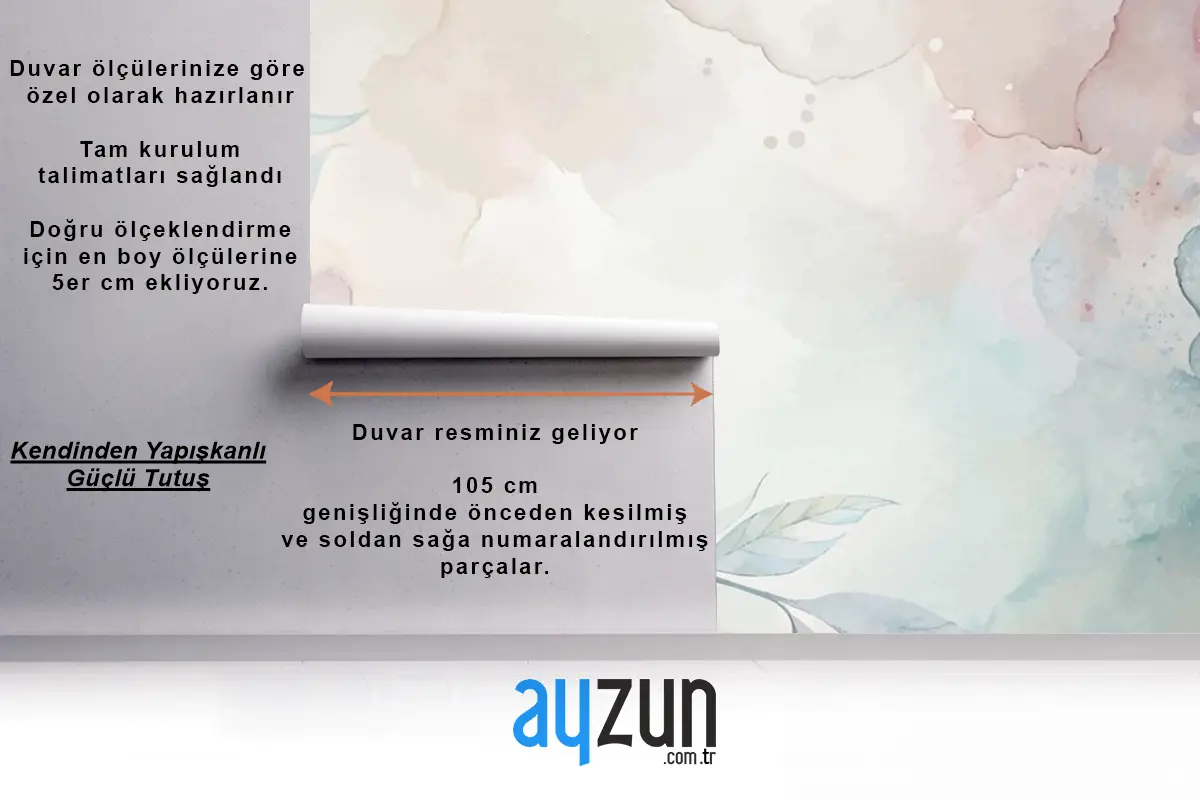 Yumuşak Pastel Çiçek Suluboya Oturma Odası Duvar Kağıdı 