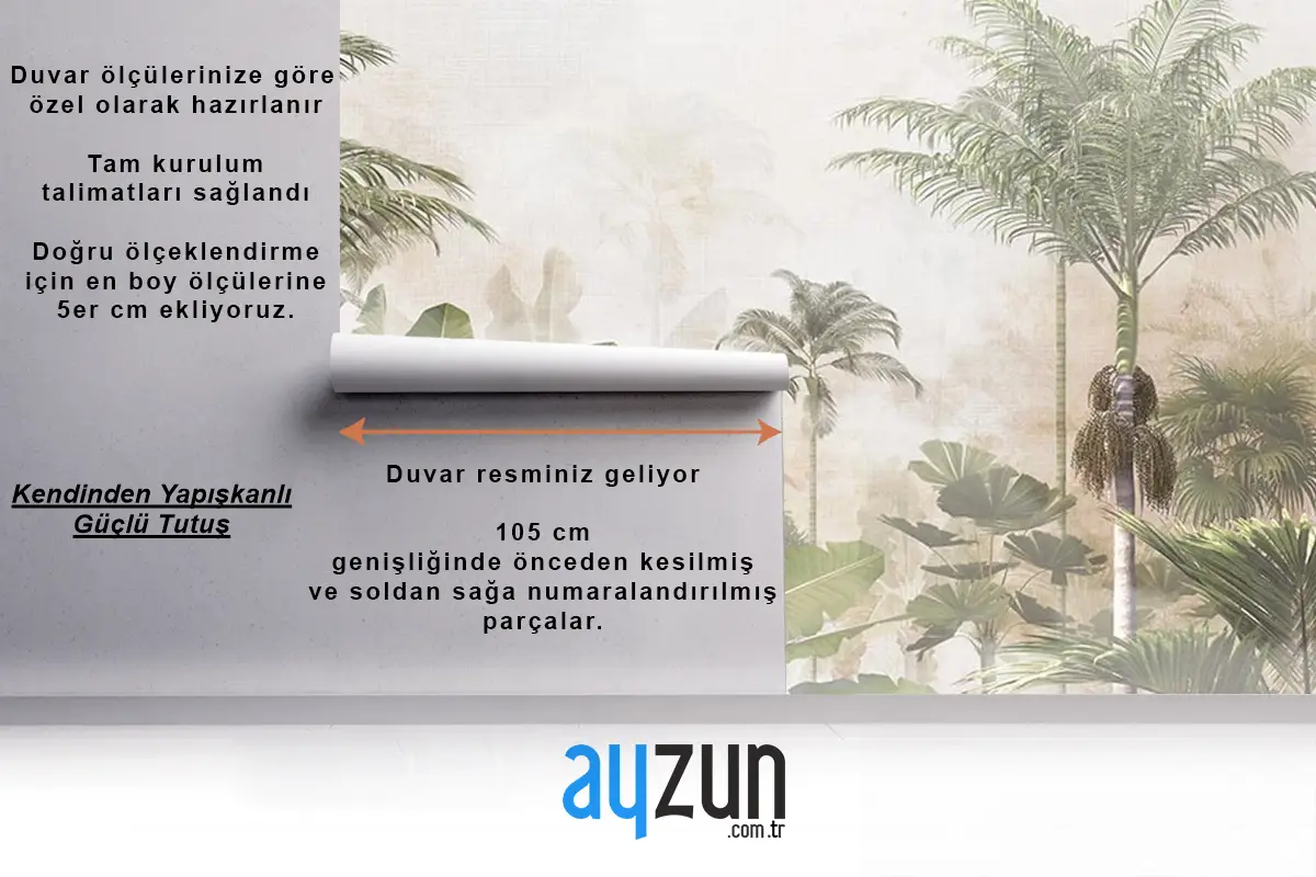 Tropikal Yapraklar Ve Ağaçlar Yeni Özel Tasarım Duvar Kağıdı