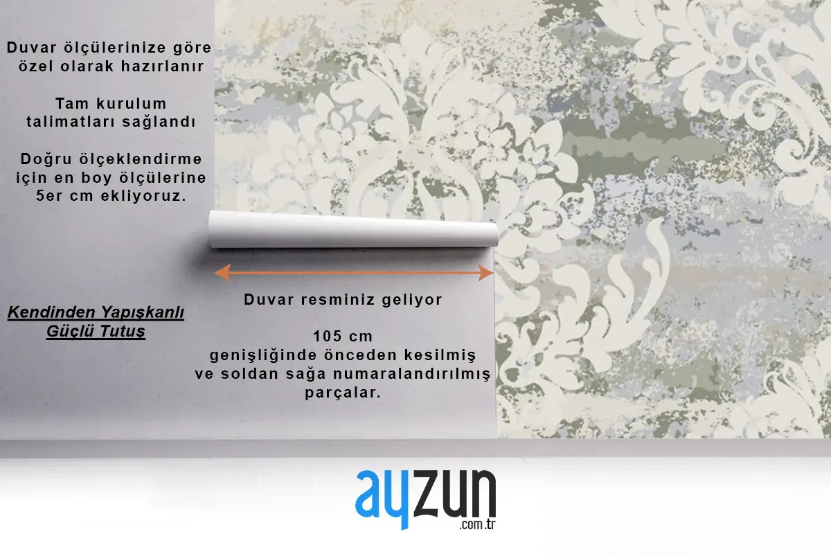 Vintage Süsleme Dikişsiz Desen Oturma Odası Duvar Kağıdı