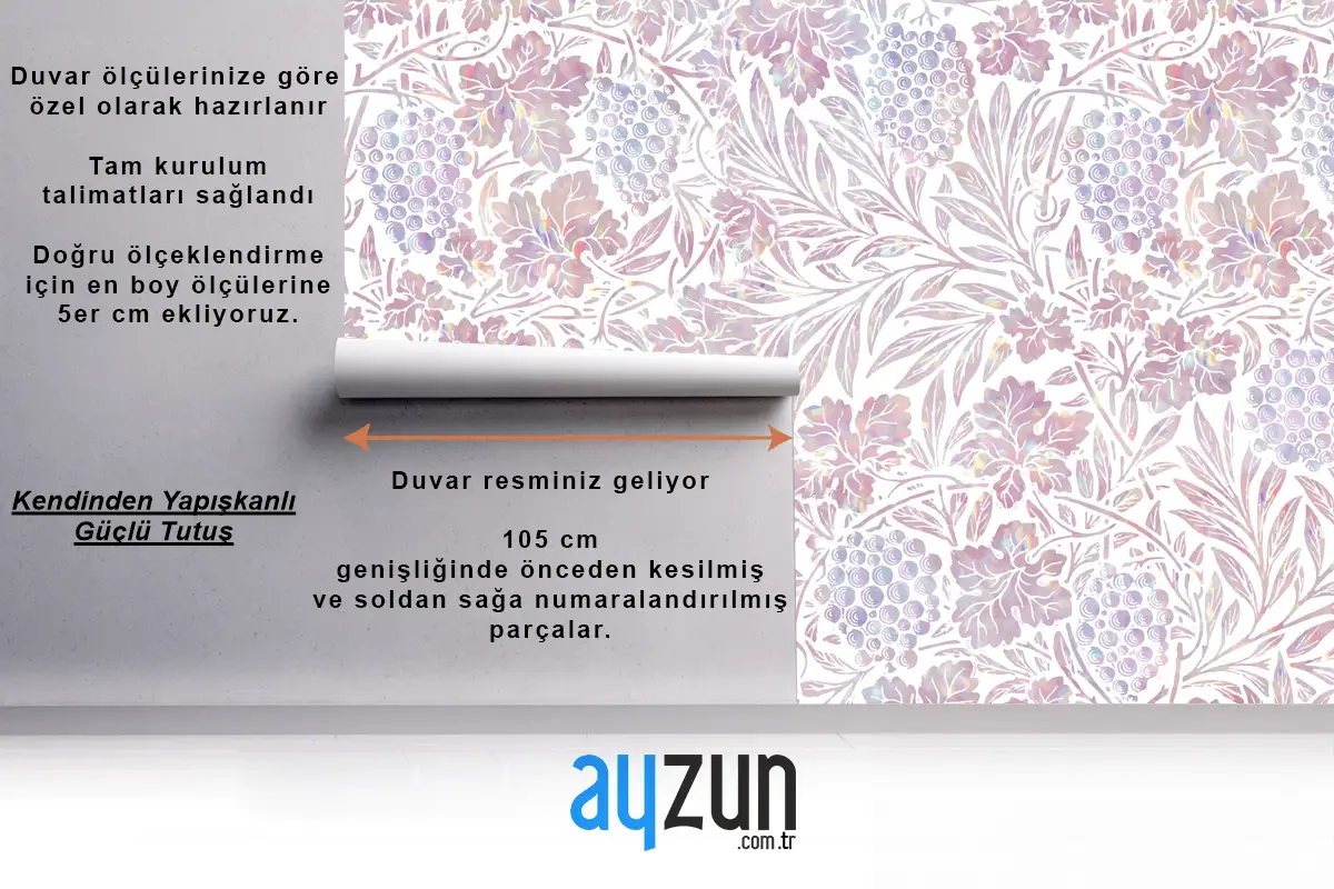 Vintage Pembe Çiçek Holografik Remix Oturma Odası Duvar Kağıdı 