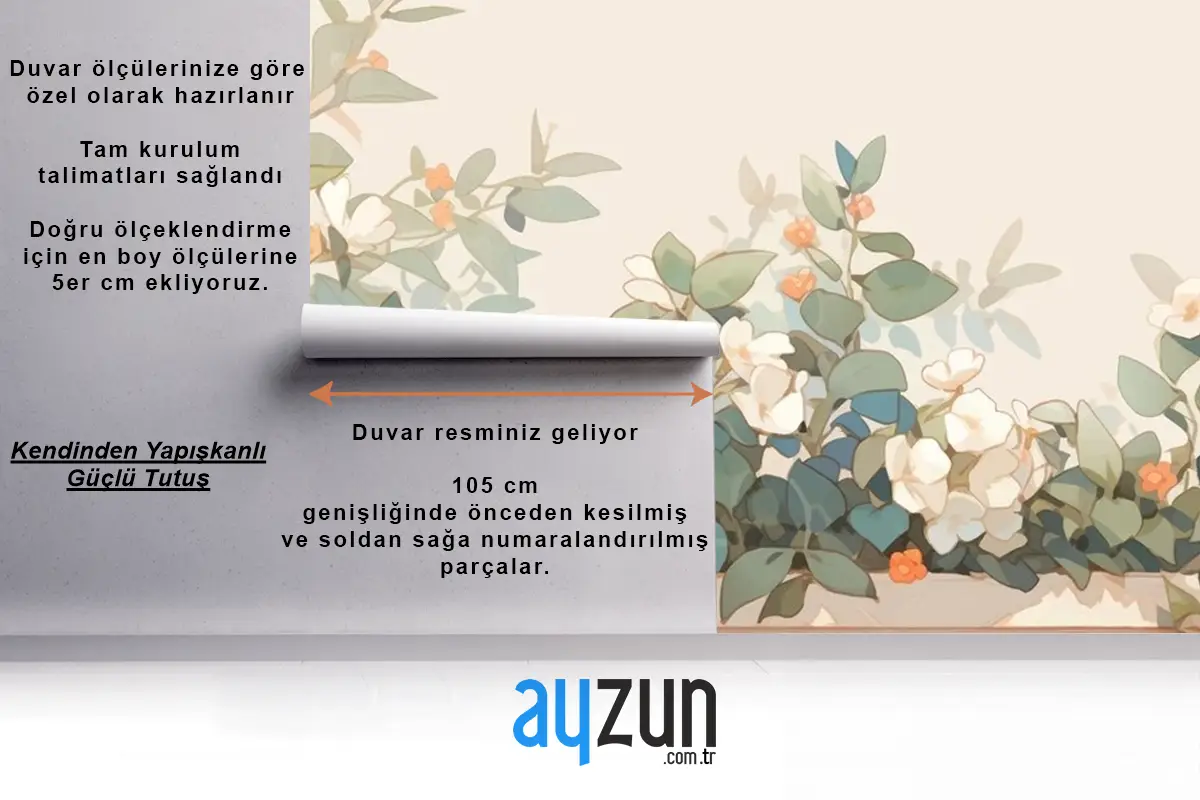 Suluboya Vintage Hoya Teması Tamamlayıcı Renkler Oturma Odası Duvar Kağıdı 