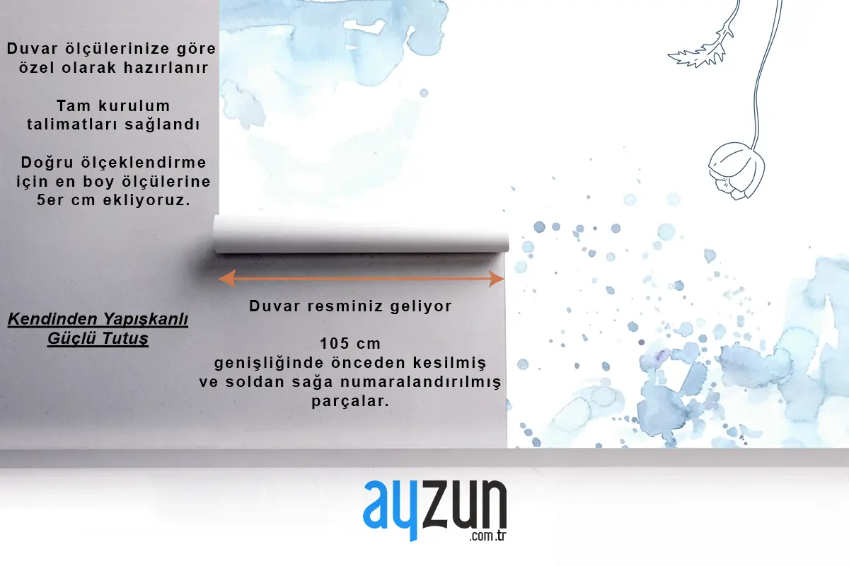 Suluboya Soyut Çiçek Banyo Duvar Kağıdı