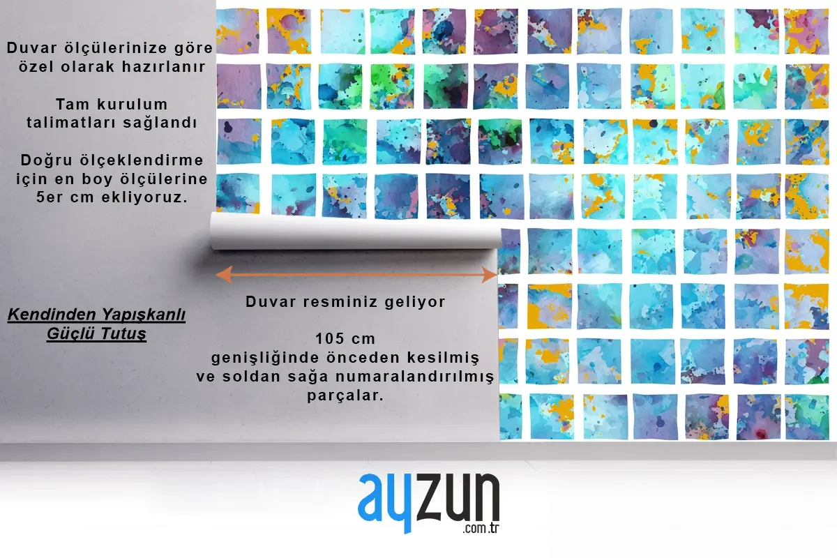 Mozaik Tarzında Suluboya Arka Plan Banyo Duvar Kağıdı