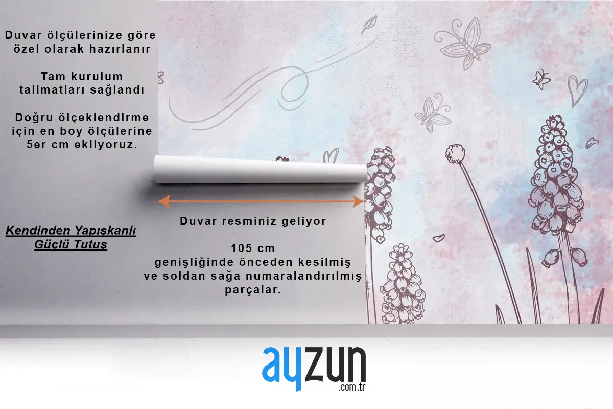 Elle Çizilmiş Öğelerle Suluboya Arka Plan Banyo Duvar Kağıdı